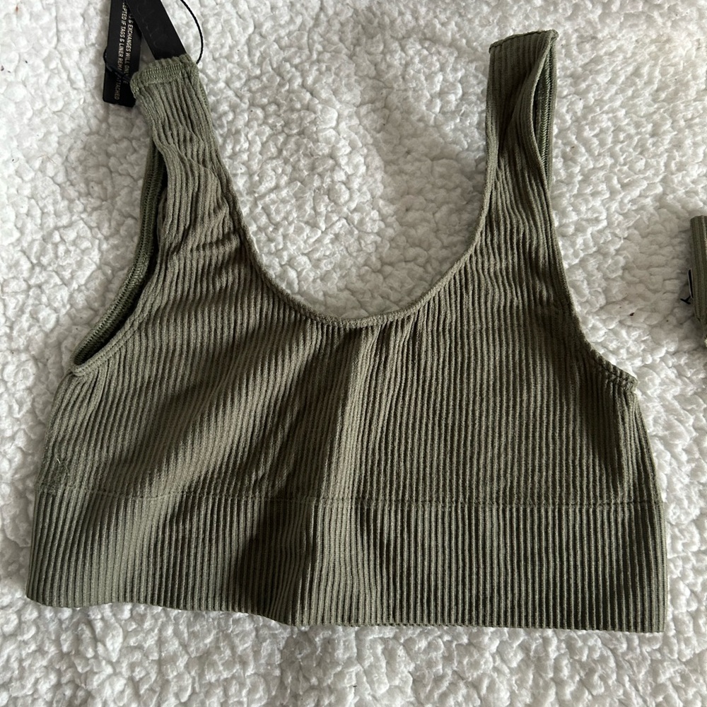 Olive Ribbed Bralette - Picture 6 of 7